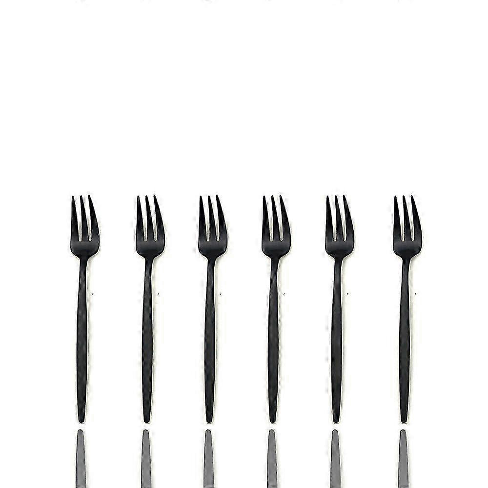 2025 6 Pieces Cake Fork Matte Black for Home Kitchen Use