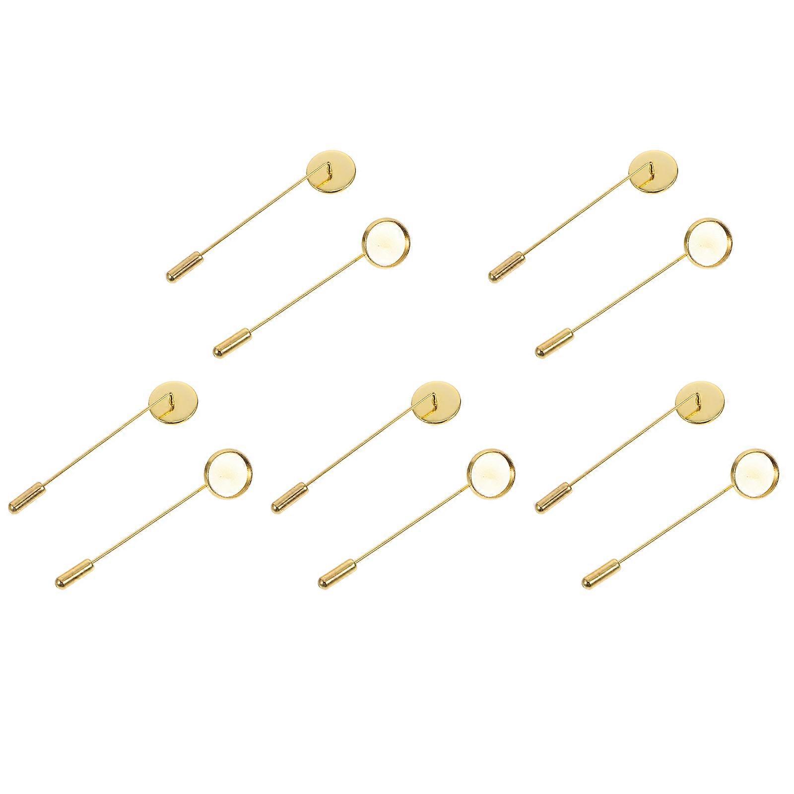 סיכה מאובטחת סיכה סיכה DIY תכשיטי זהב 6.1x1.2x0.7 ס"מ סגסוגת דש תג עגול 10 יחידות