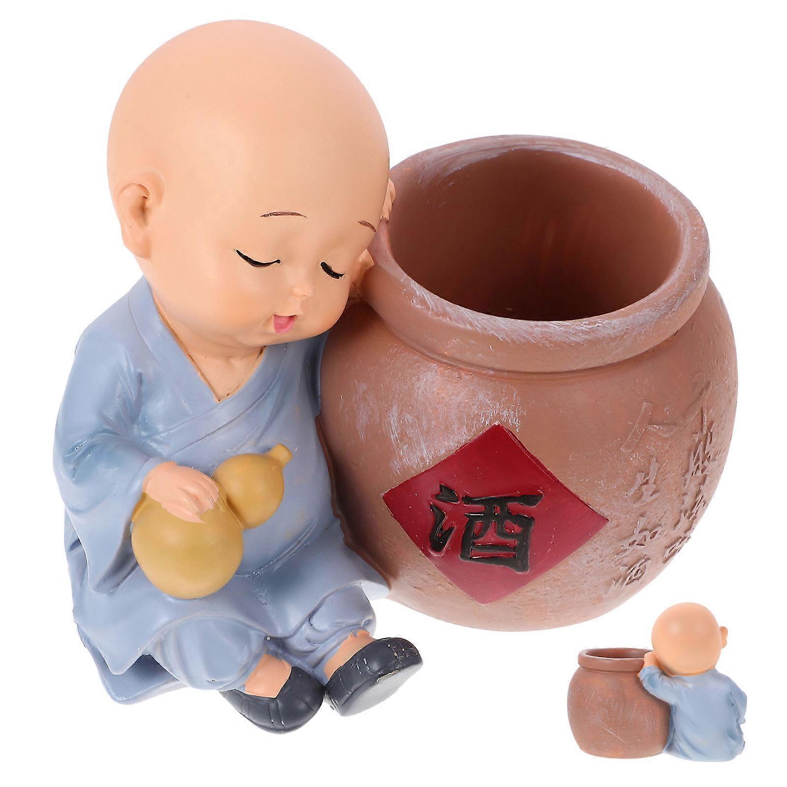 Dashboard Personality Ornaments Wine Barrel Style Monk Figure Car Figures For Dashboard Multi 1Pack