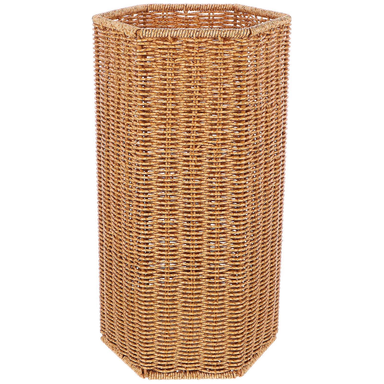 Modern Woven Storage Bucket Umbrella Holder with Drip Tray for Home Entryway – Stylish Design for Walking Sticks and Rain Gear Organization