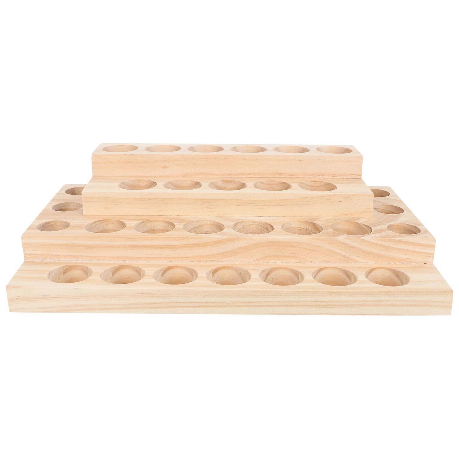 Wooden Essential Oil Storage Box Display Stand with Slots for Oils – Durable Smooth Finish Wood Case for Home and Salon Use