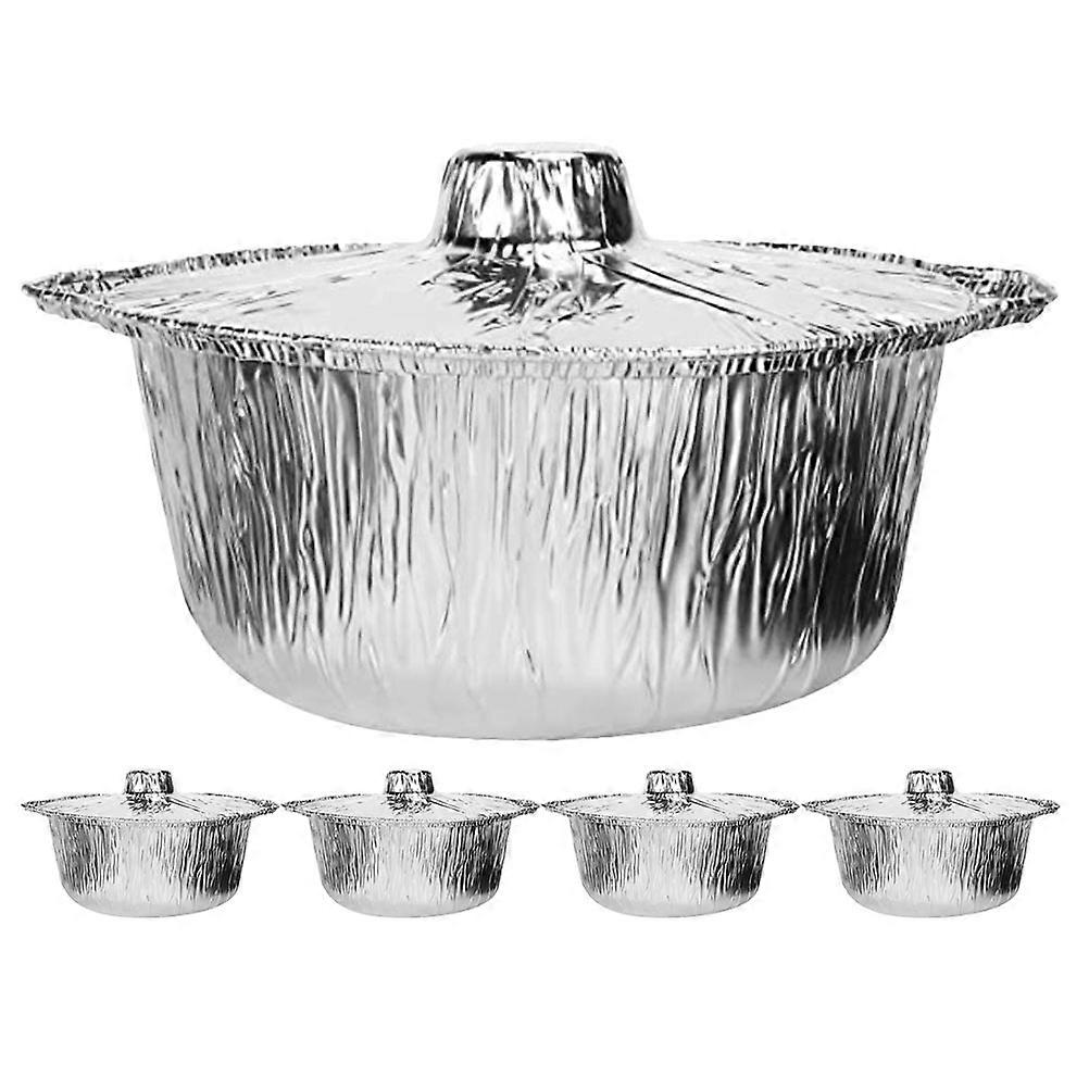 Tin Foil Pots for Barbecue High Temperature Resistance 5Pcs