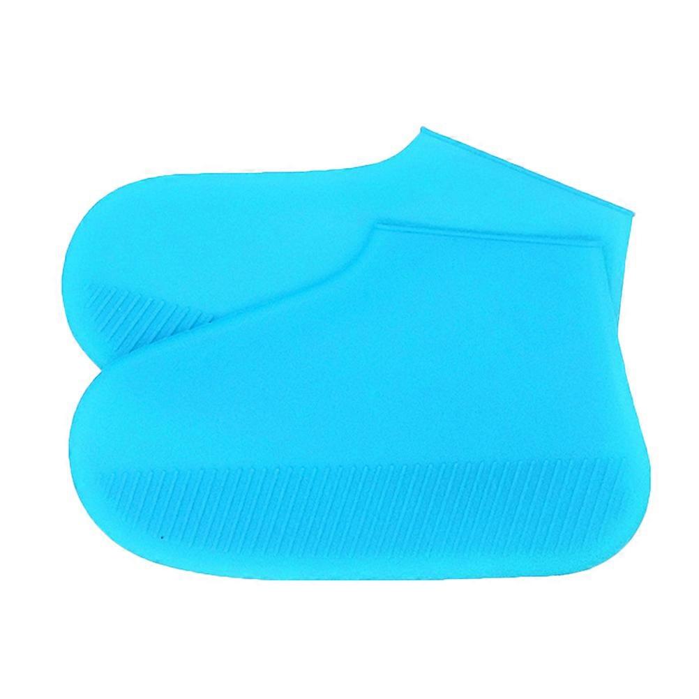 Reusable Rain Shoe Covers Waterproof Slip-Resistant Silicone Overshoes for Camping Fishing Garden Running Size -Blue 1Pair