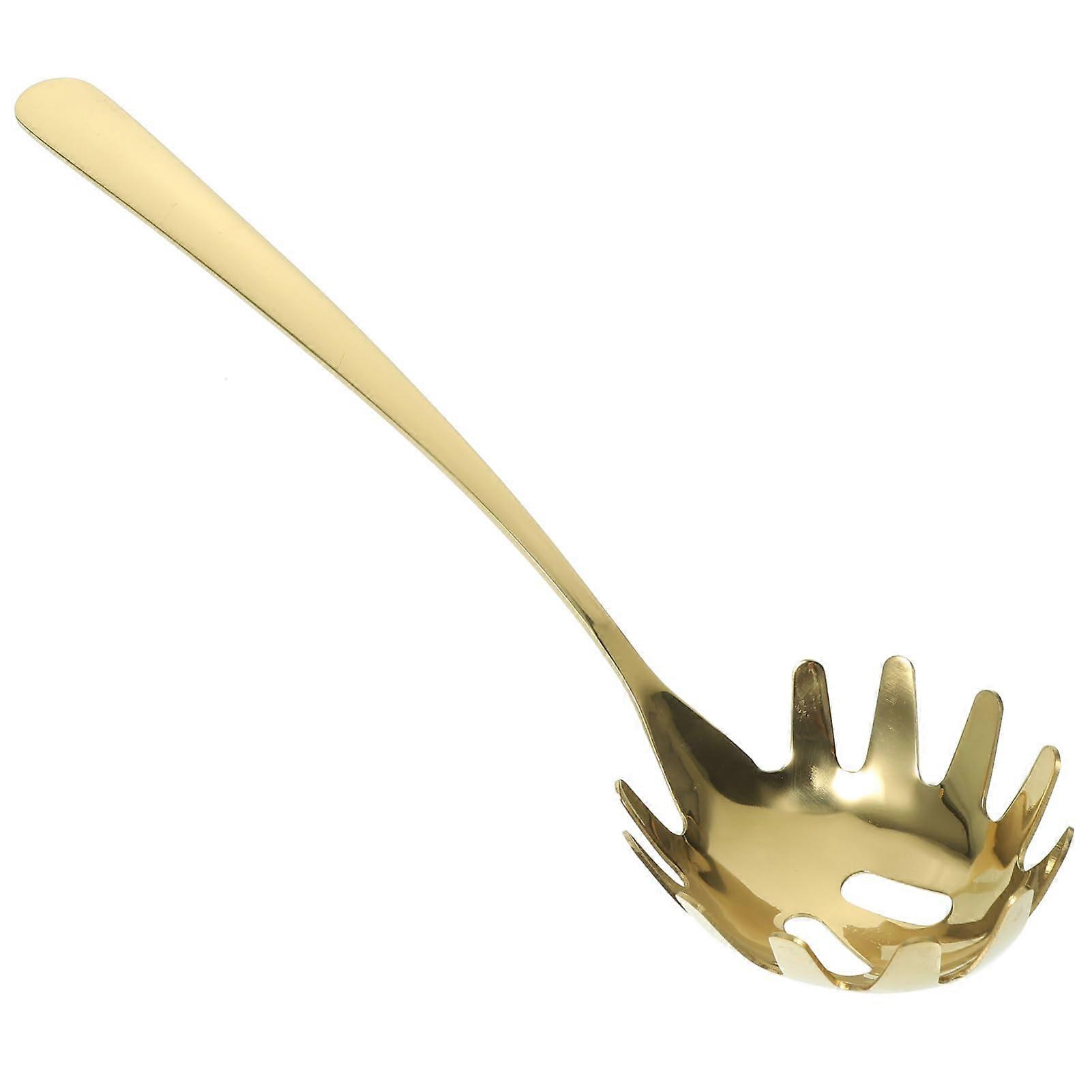 Noodle Strainer Spoon, Stainless Steel 304, Slotted Pasta Strainer for Efficient Draining, Golden