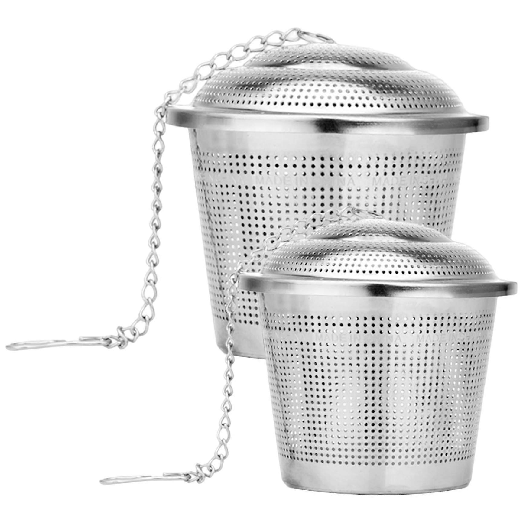 2pcs loose leaf tea steeper, extra fine mesh holes stainless steel tea infuser with chain, practical reusable strainer for brewing, spices and spices