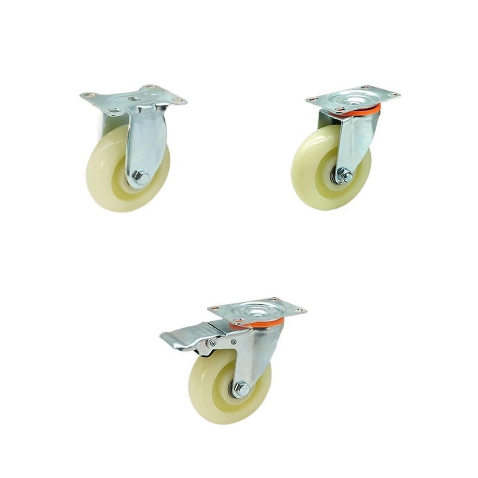 1 piece industrial equipment rollers doubleaxle wheel 3 inch 4 inch 5 inch medium white PP universal trolley (3inch activity)