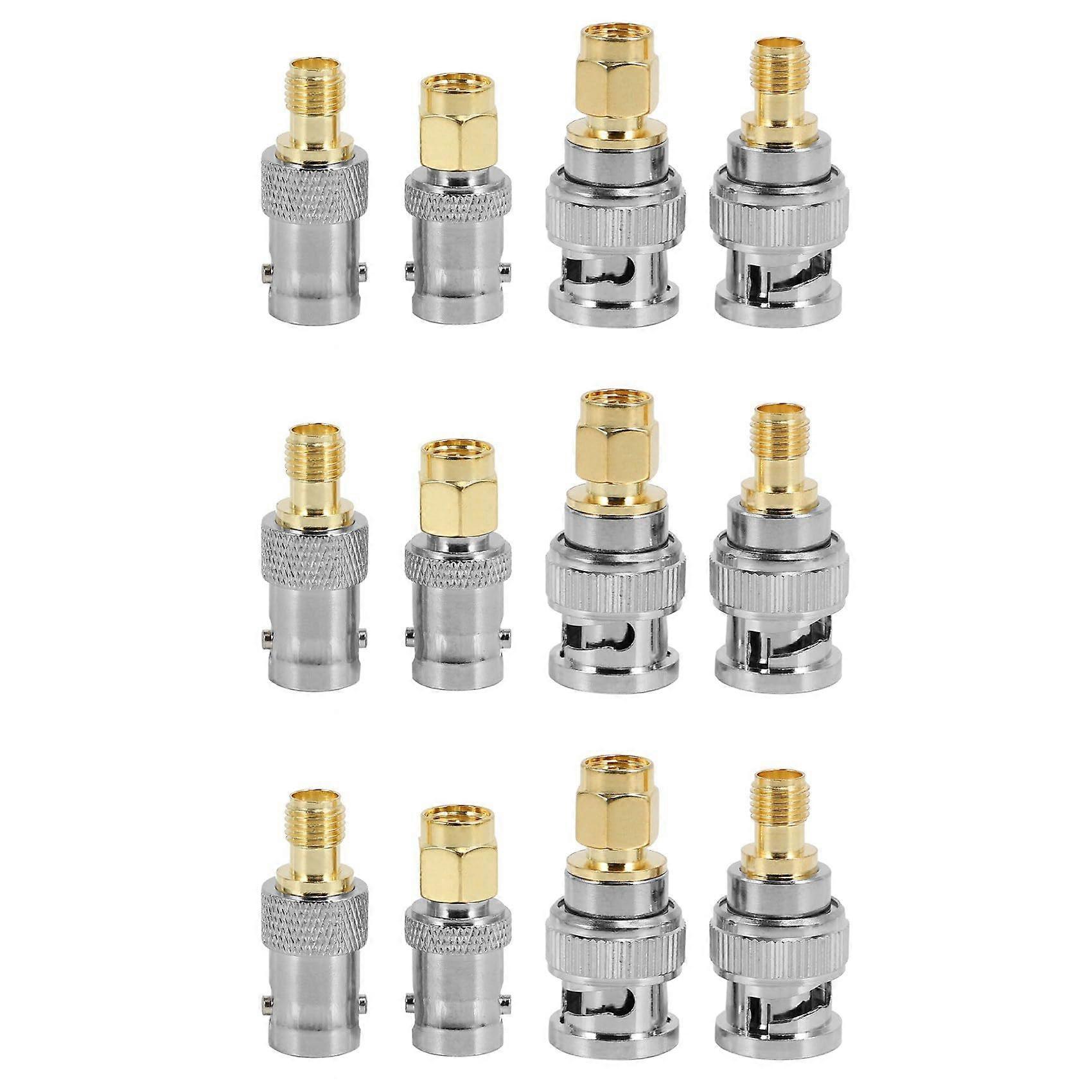 12 Pieces BNC to SMA Male Female RF Plug Adapter Kit for Test Equipment and Antenna Connection