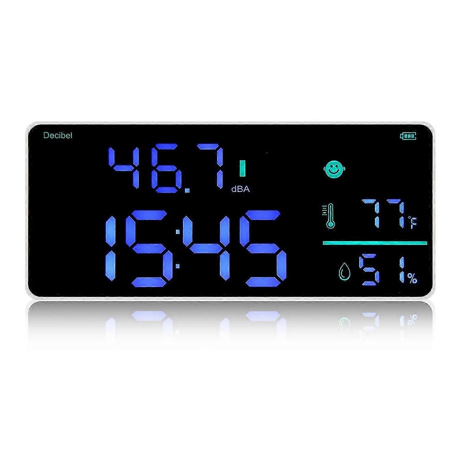 Decibel Meter Fonometro da parete 30-130DB Gamma 8,6 pollici Ampio display a LED Tempo di rumore Te