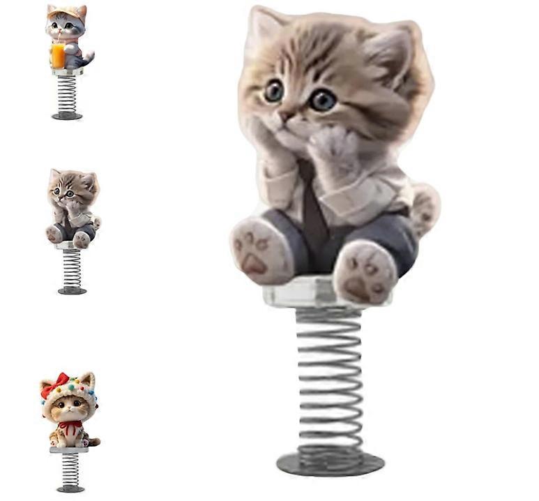 2D Shy Kitty Bobble,Stress Relief Cat Bobble Car Dashboard Decorations,Bouncing