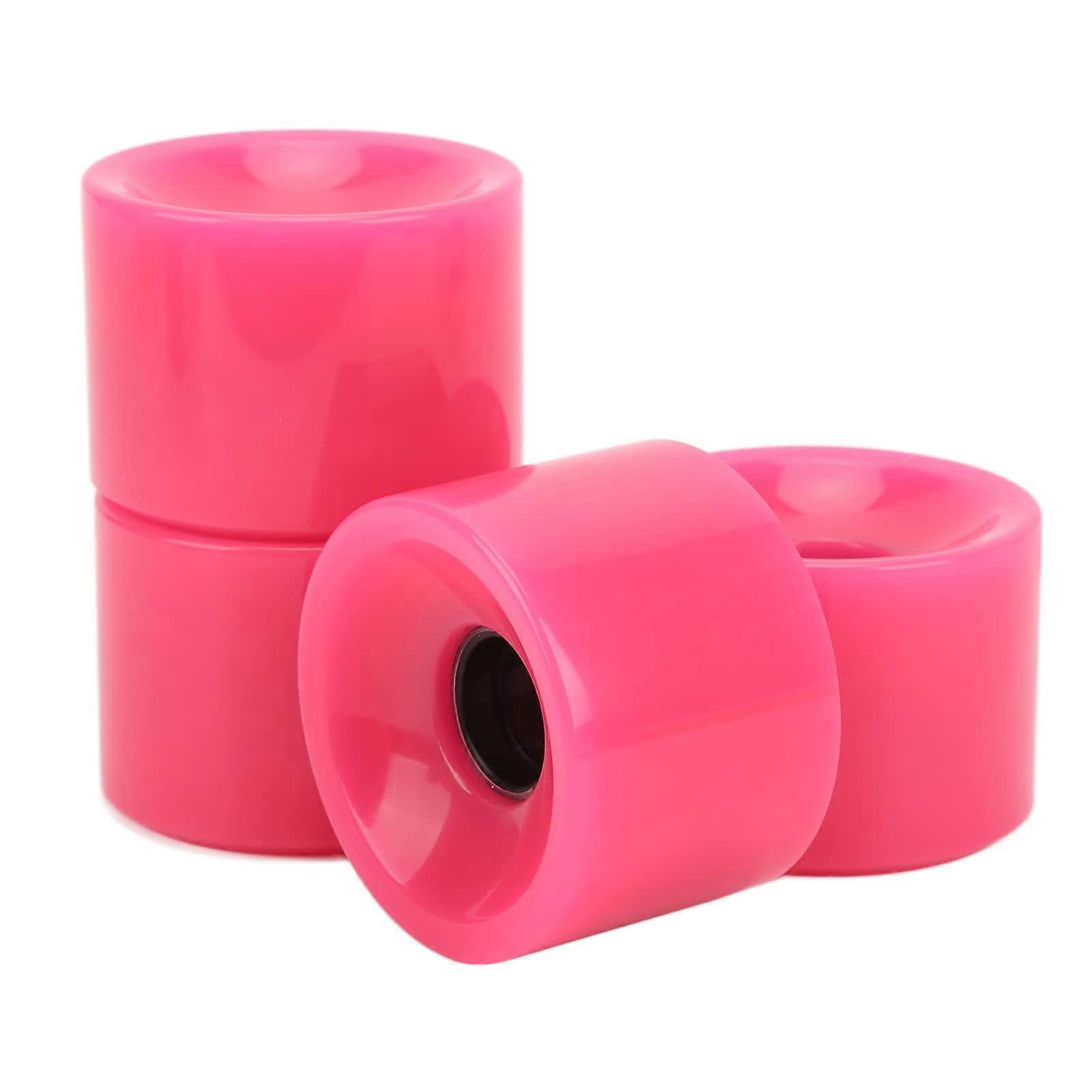Slide Plate Wheel - 4 Pack 78A PU Longboard Scooter Wheels, Rose Red, Strong Grip, Compatible with Sliding Plate Systems
