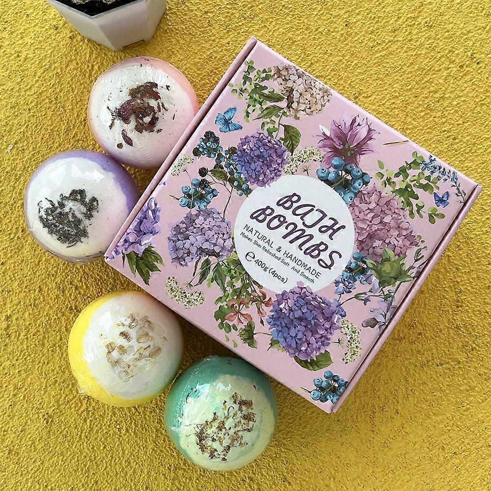 Bath Bombs, 4-Piece Bath Bomb Gift Set,, Perfect for Moisturizing Skin, Bubble Baths and Effervescent Spas, Chr