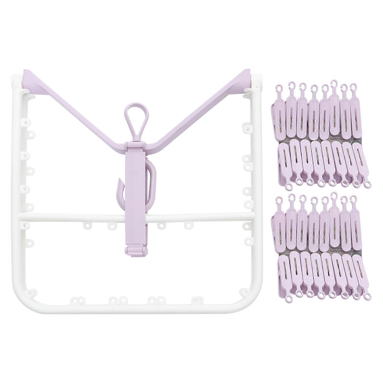 Clothes Drying Rack with 32 Clips for Socks Wind Proof Laundry Hanger Rack Home Use
