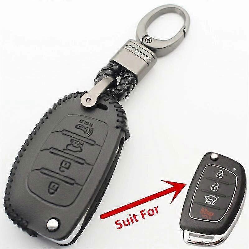 Genuine Leather 4-Button Smart Key Case Cover Suitable for a Certain Brand Vehicle, Compatible with Multiple Models, Vehicle Decor Accessory
