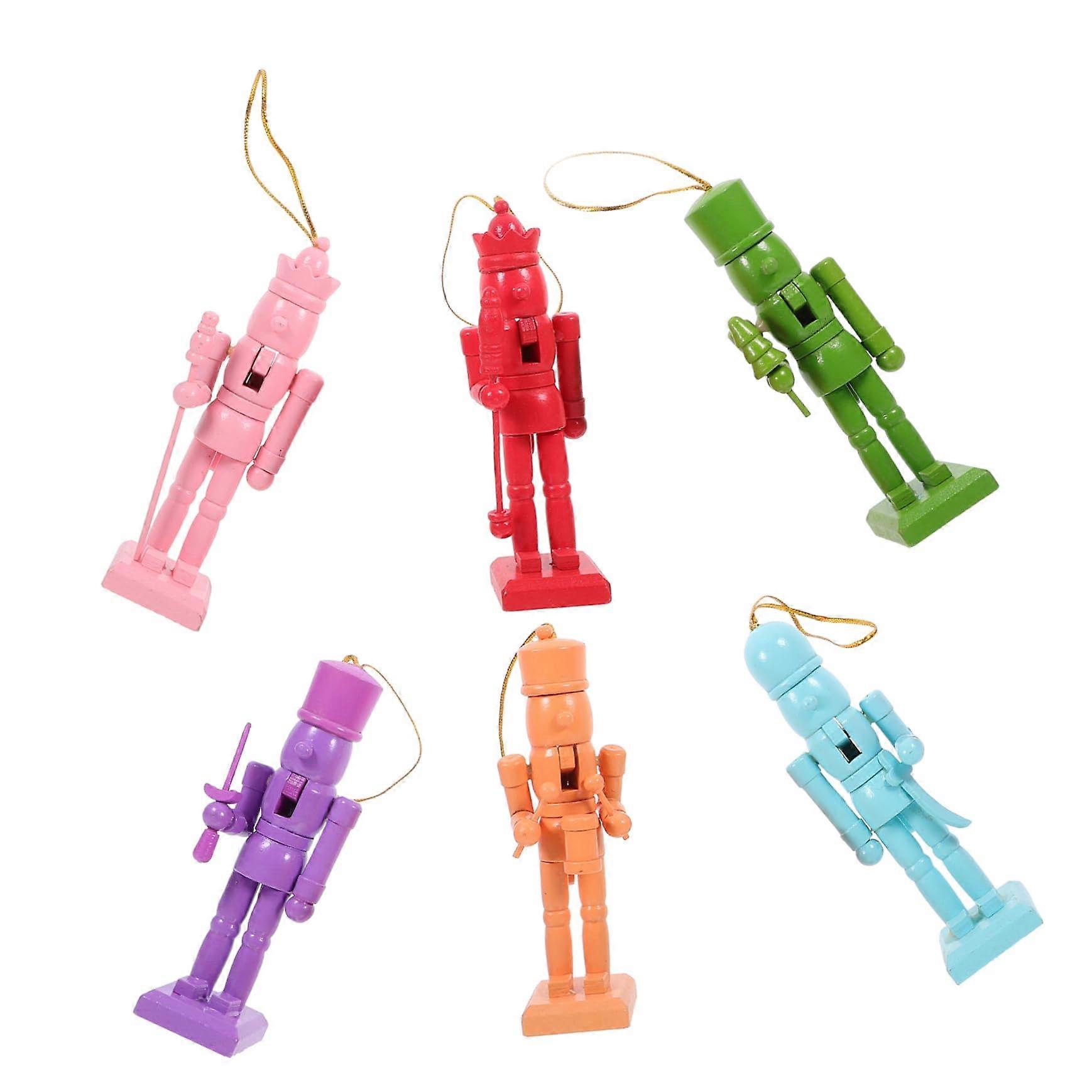 6 pieces of wood decoration Colorful soldiers Festive and window decoration for Christmas Handmade from wood