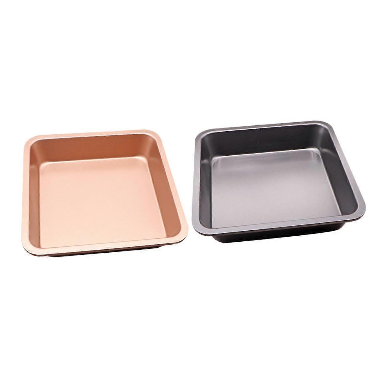 Carbon Steel Bread Baking Pan Set - 2 Non-Stick Cake Moulds Baking Trays in Golden Black Color 9x5 Inch