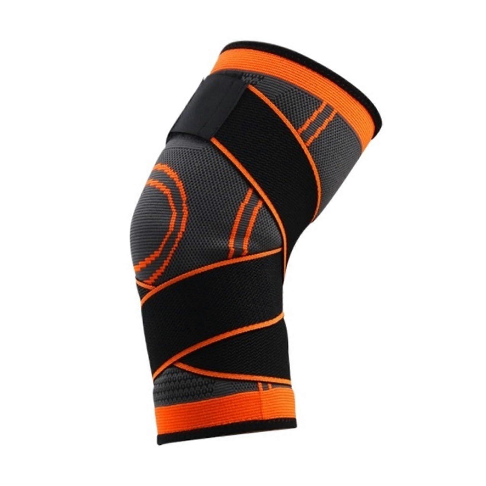 Knee Pads Knee Protectors Compression Sleeves with Straps for Running and Weightlifting Volleyball (Orange, Size S)