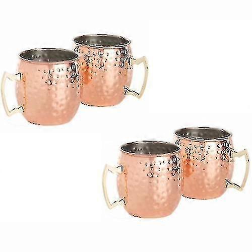 Set of 4 Copper Cocktail Tankard Mugs in Barrel Style for Moscow Mule Drinks, Ideal for Kitchen and Bar Use