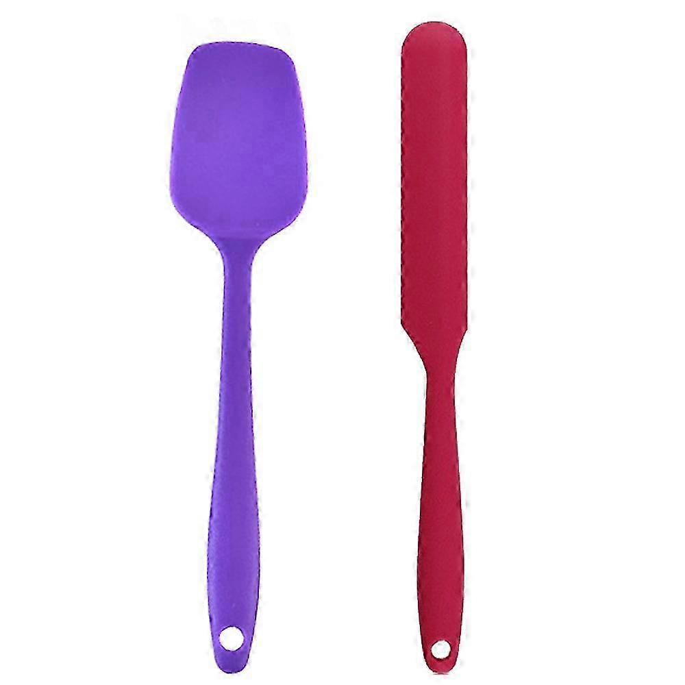 2 Piece Mini Kitchen Utensil Set - Small Silicone Spatula and Scraper for Baking