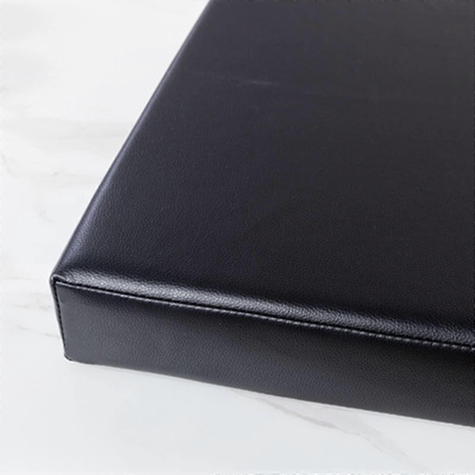 Waterproof Garden Bench Cushions for 2-3 Seaters, Leather Seat Pad for Bay Windows, Terraces, and Swing Chairs, Black, 140 x 45 x 5 cm