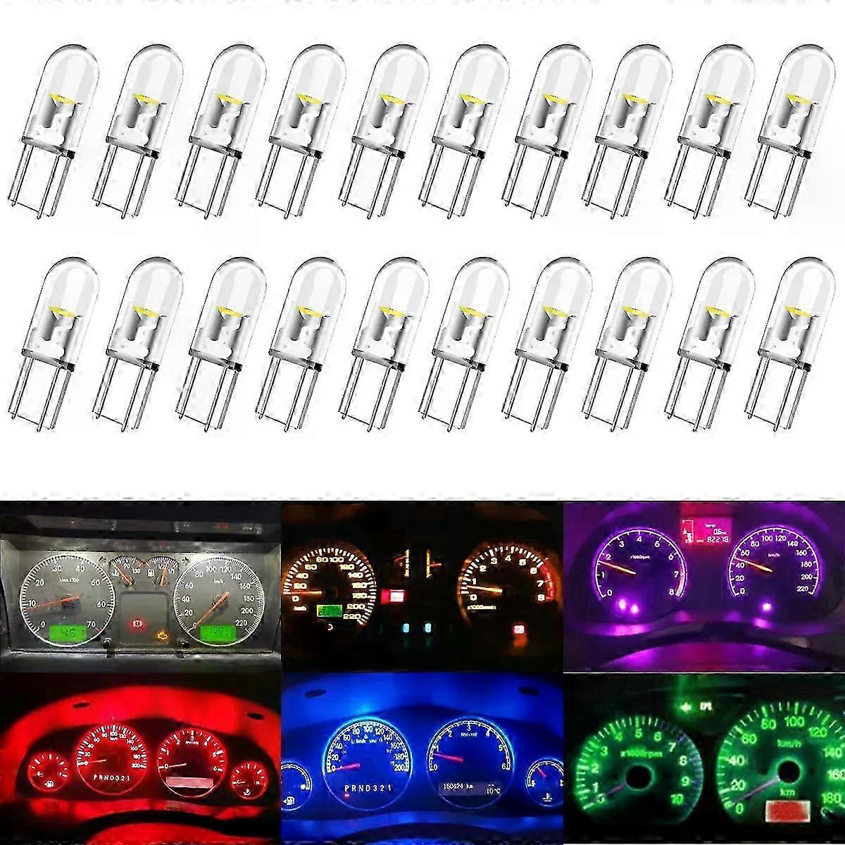10/20/50 Pcs T5 Led Bulb W3W W1.2W Led Canbus COB Car Interior Lights Dashboard Warming Indicator Wedge Auto Instrument Lamp 12V Suitable fo