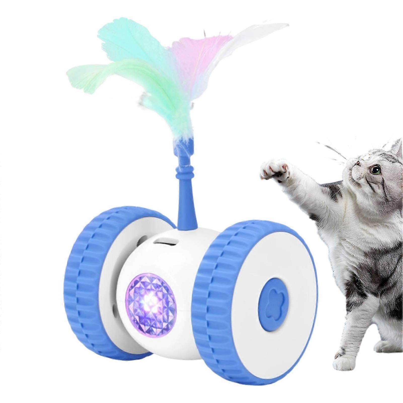 Interactive cat toy, rechargeable, quiet car with two wheels for cats