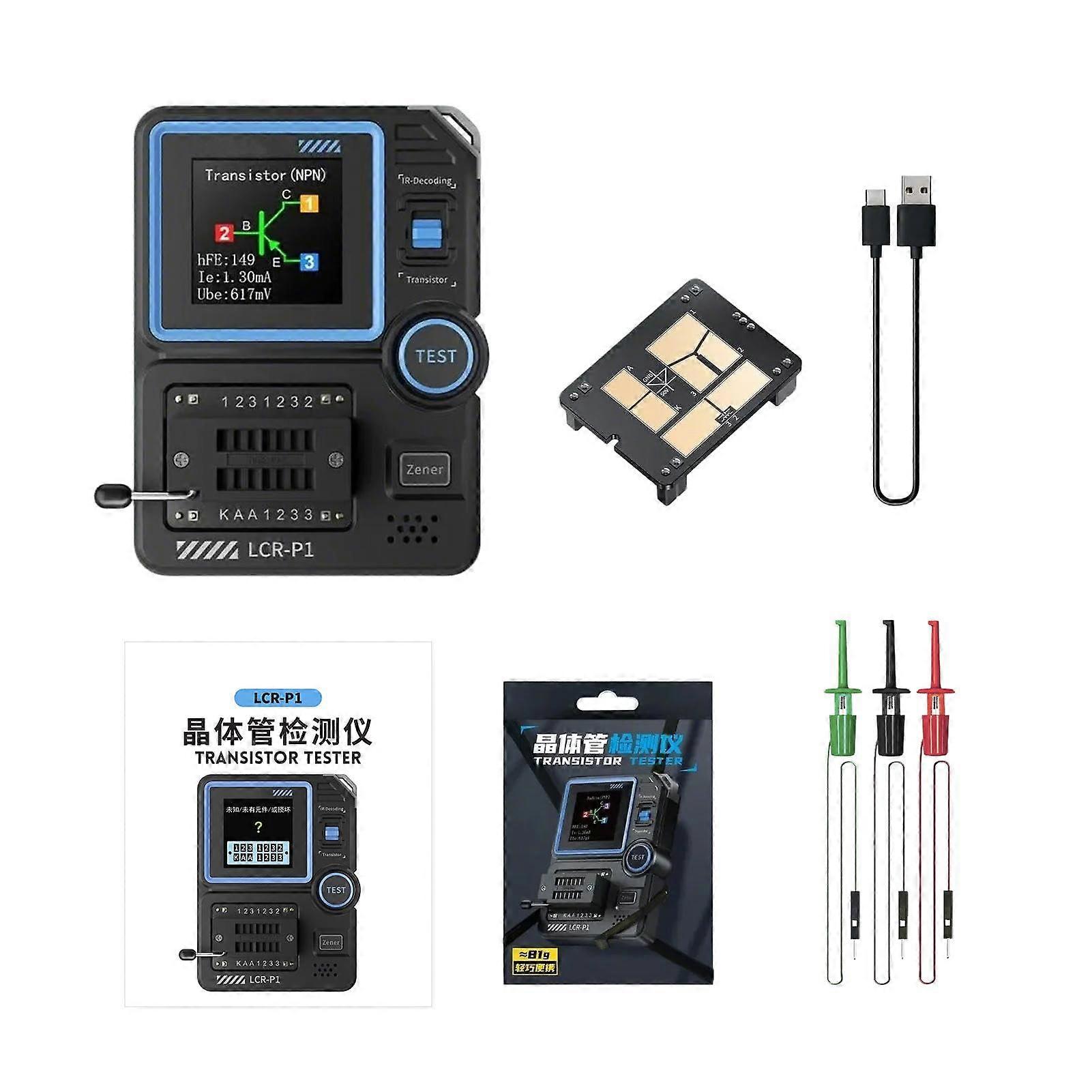 Electronic Component Tester with Graphic Display, Colorful Capacitance Meter, Transistor Diode Resistance Inductor MOS SCR Automatic Test