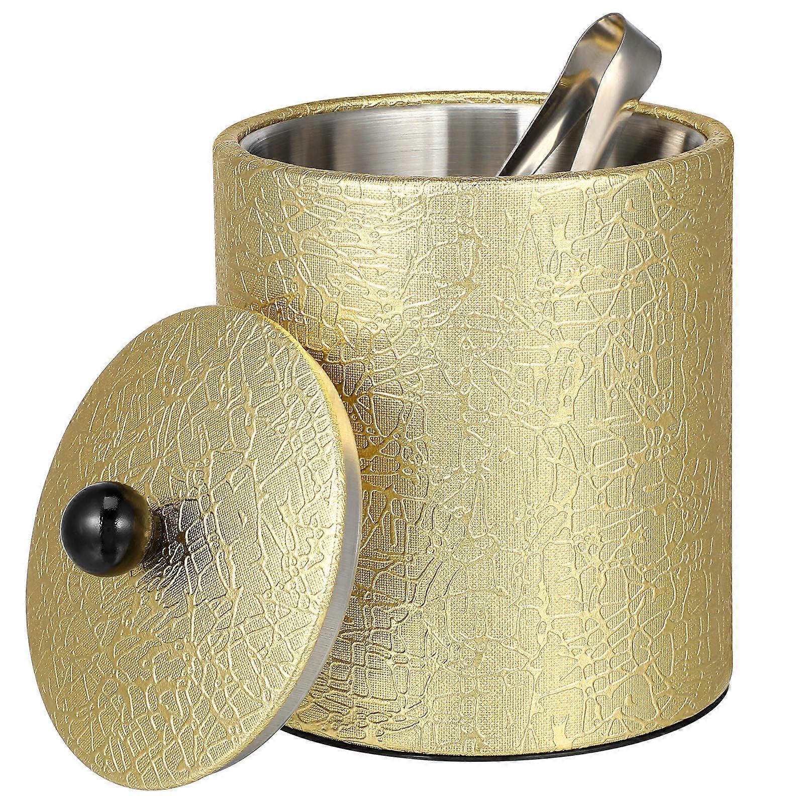 Beverage Bucket Stainless Steel Cooling For Home Use Golden Rectangular Simple Design 18.50X14.00X14.00CM 1PC