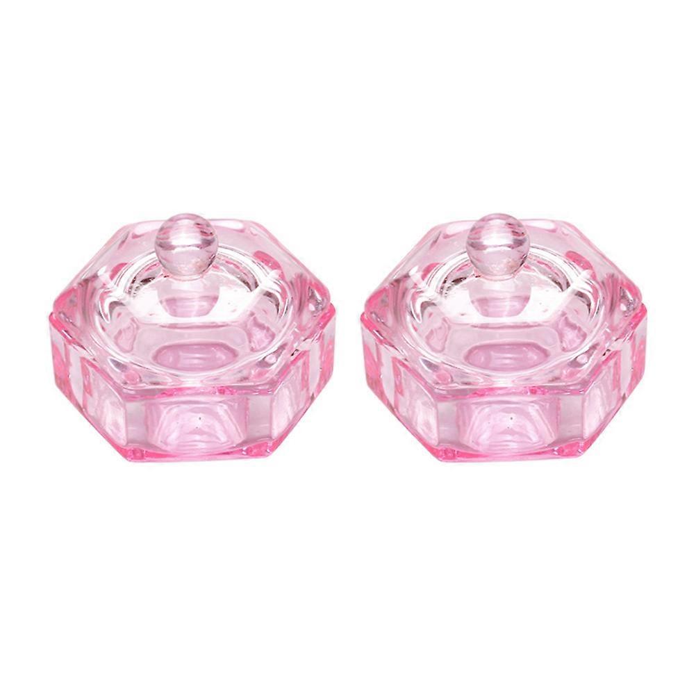 2Pcs Crystal Nail Art Cup with Lid Glass Mixing Cup for Liquid and Powder
