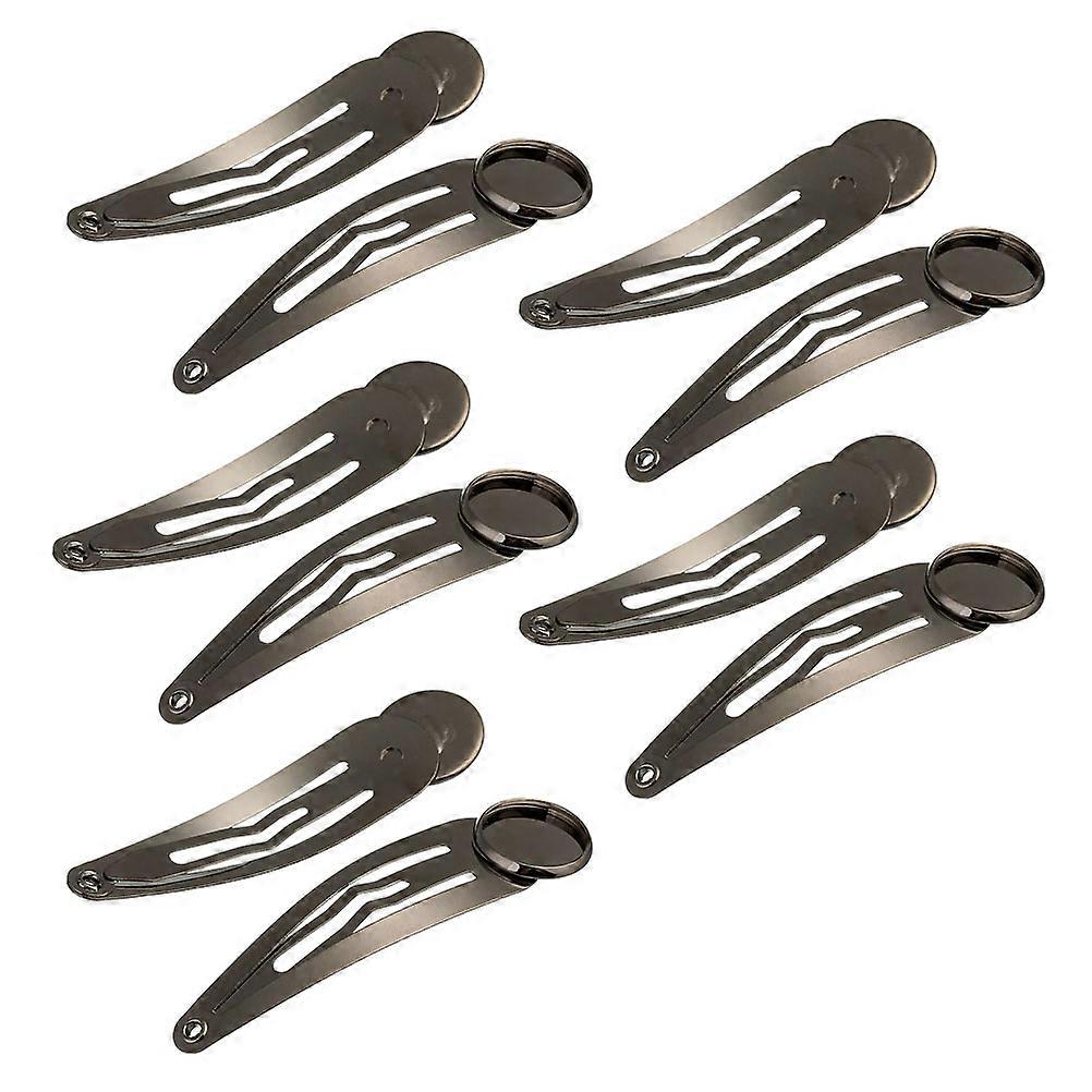 10 Pieces Black Iron Hair Clips with 12mm Small Round Tray Design for Stylish Hair Accessories and