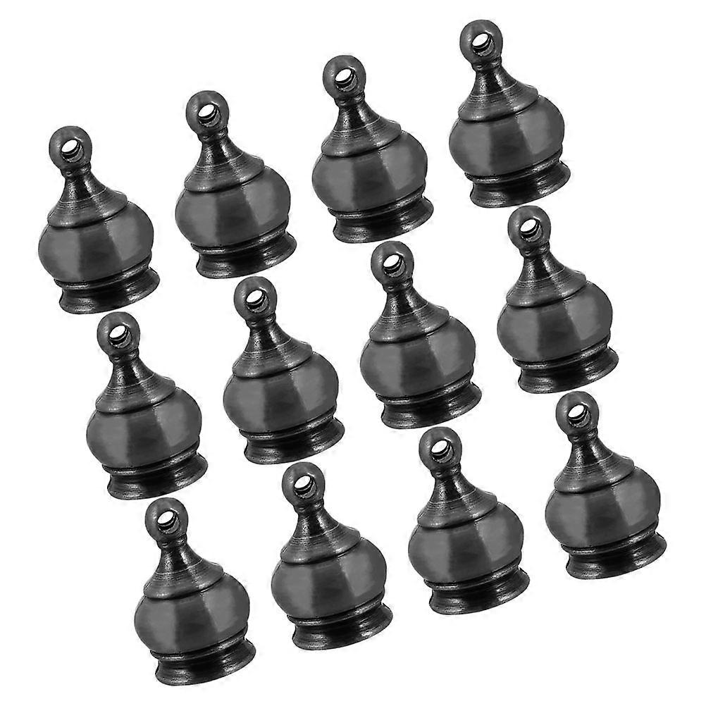 12pcs Antique Lamp Finial Caps with Thread – Durable Perforated Knobs for Lamp Shade and Ceiling/Floor Lamp Decoration – Black