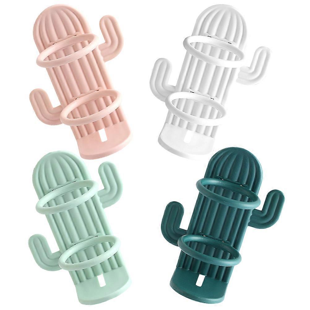 Wall Toothbrush Holder For Bathroom Cactus Shape PP Material Bathroom Organization 4Pcs