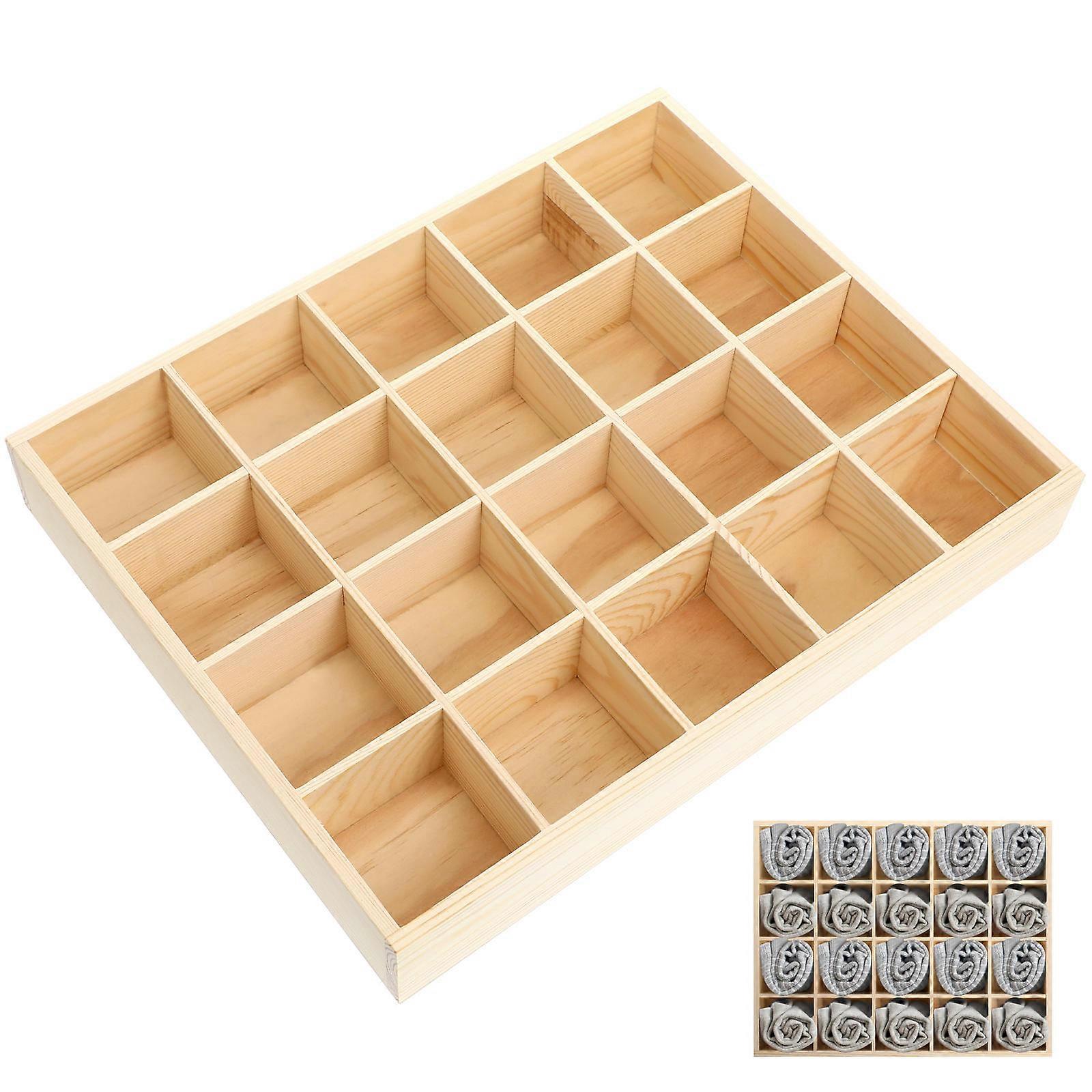 Wooden Drawer Organizer Box with 20 Compartments – Space Saving Storage for Socks, Underwear, Ties, and Accessories – Ideal for Bedroom, Wardrobe &