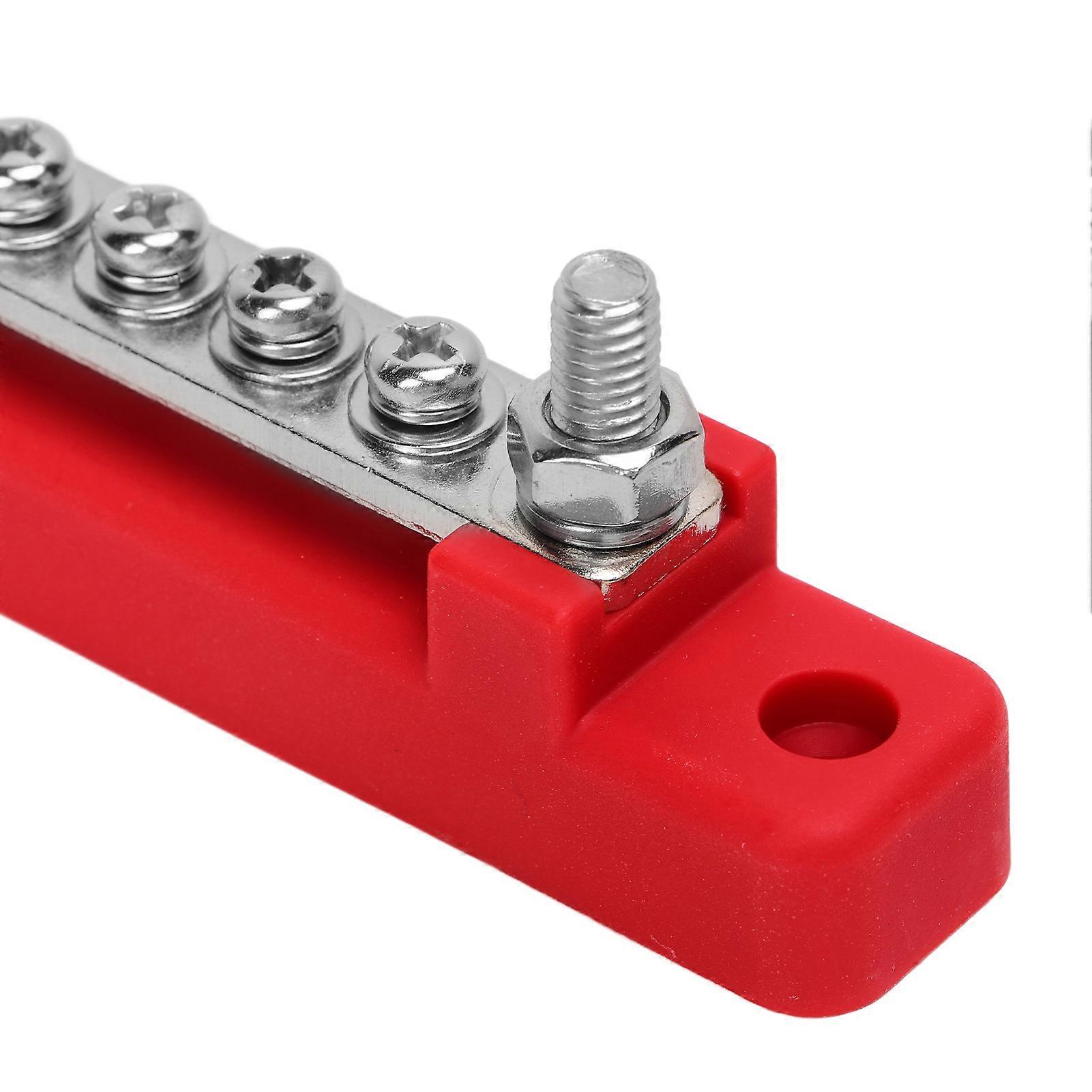 48V 150A 12 Terminal Bus Bar Power Distribution Block with Cover M6 Studs M4 Screws for Car RV Marine Boat Red