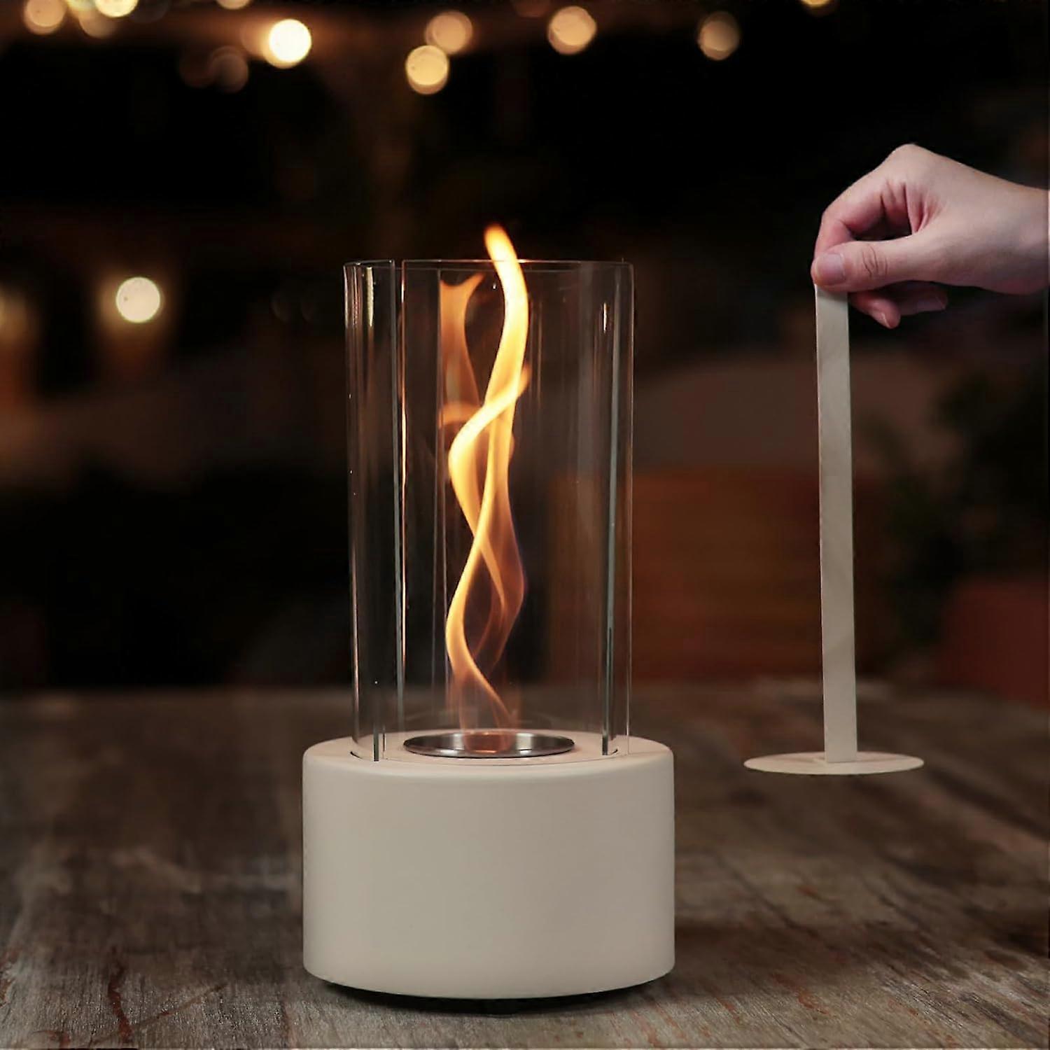 Premium Alcohol Tabletop Fireplace   Indoor   Outdoor Table Top Firepit with Adjustable Flame Ring Mini Tornado White