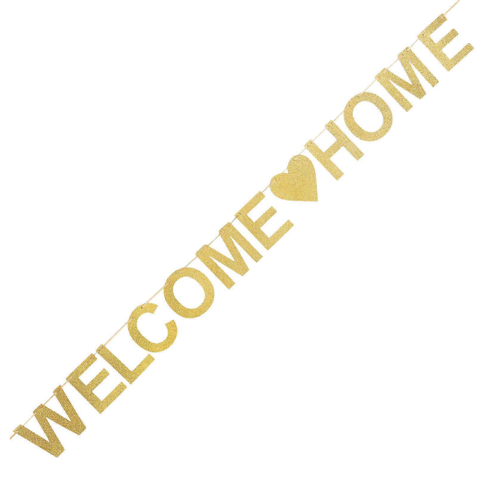 Elegant Gold Glitter Welcome Home Banner Versatile Hanging Decoration for Anniversary, Party & Event Celebrations, Easy Setup for Home, Shop &