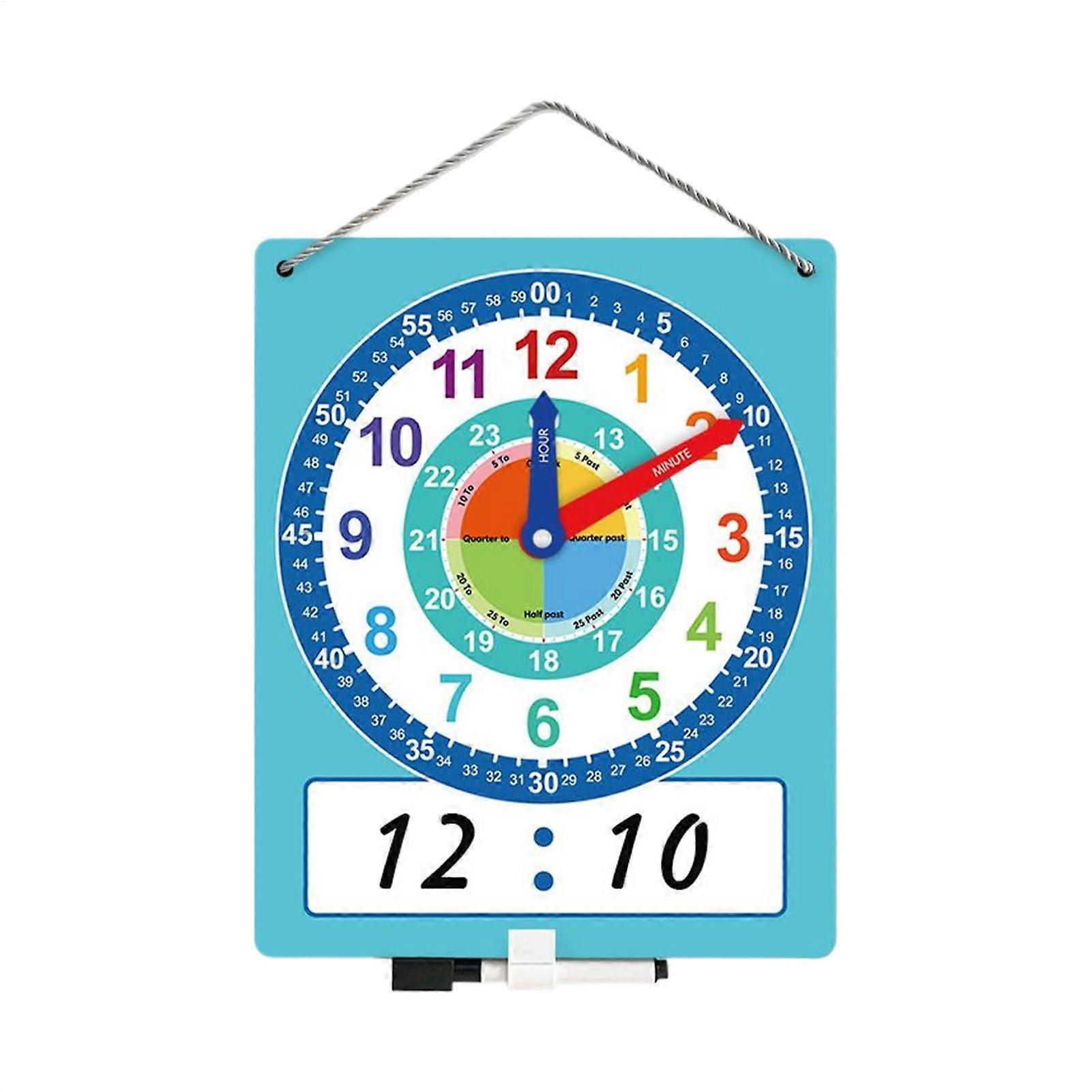 Learning Clock Time Clock Double-Sided Writable Dry-Erase Trains - Time Practice Tool For School Education