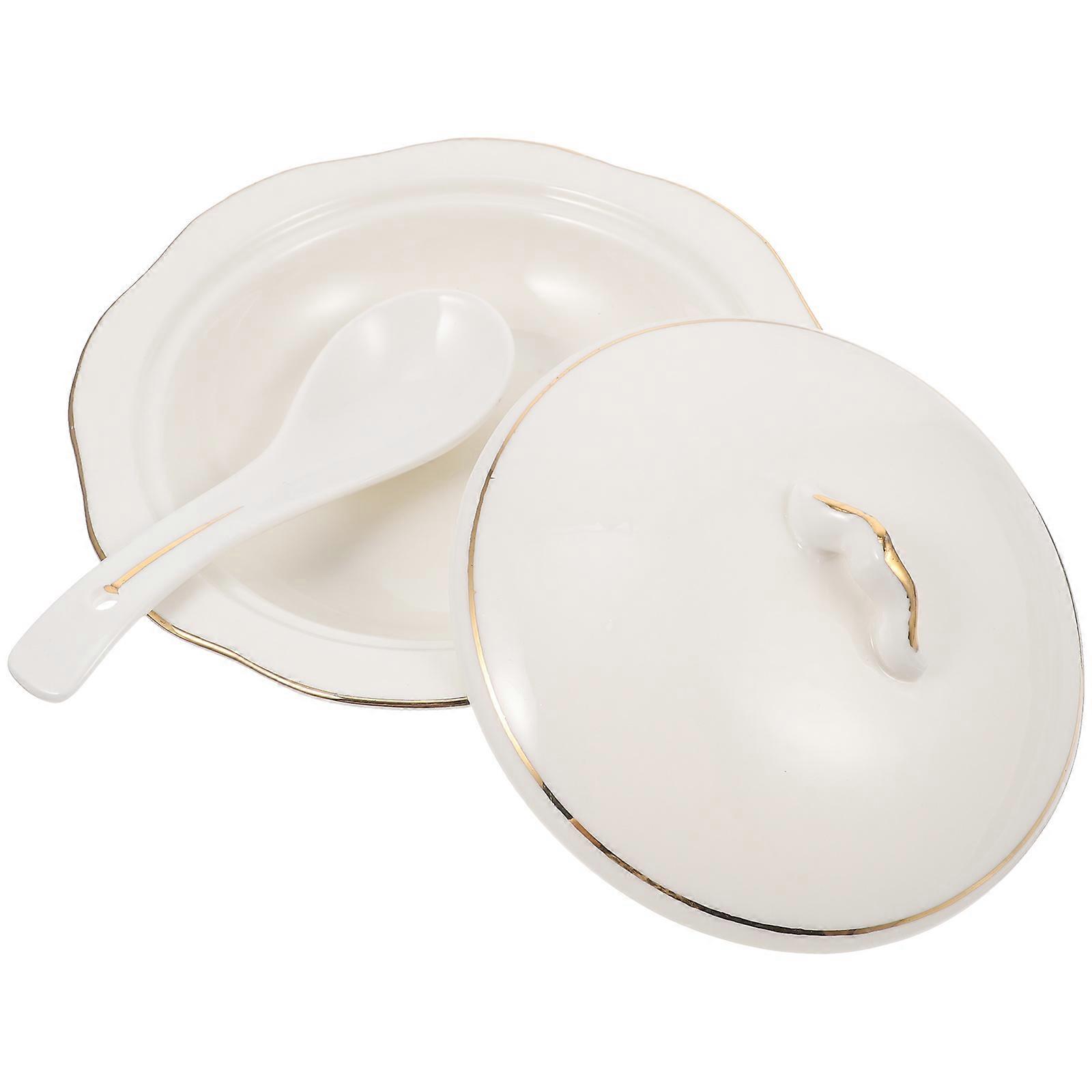 Ceramic Stew Bowl with Lid – Elegant Soup Serving Dish for Restaurants – Premium Quality Tableware for Individual Servings