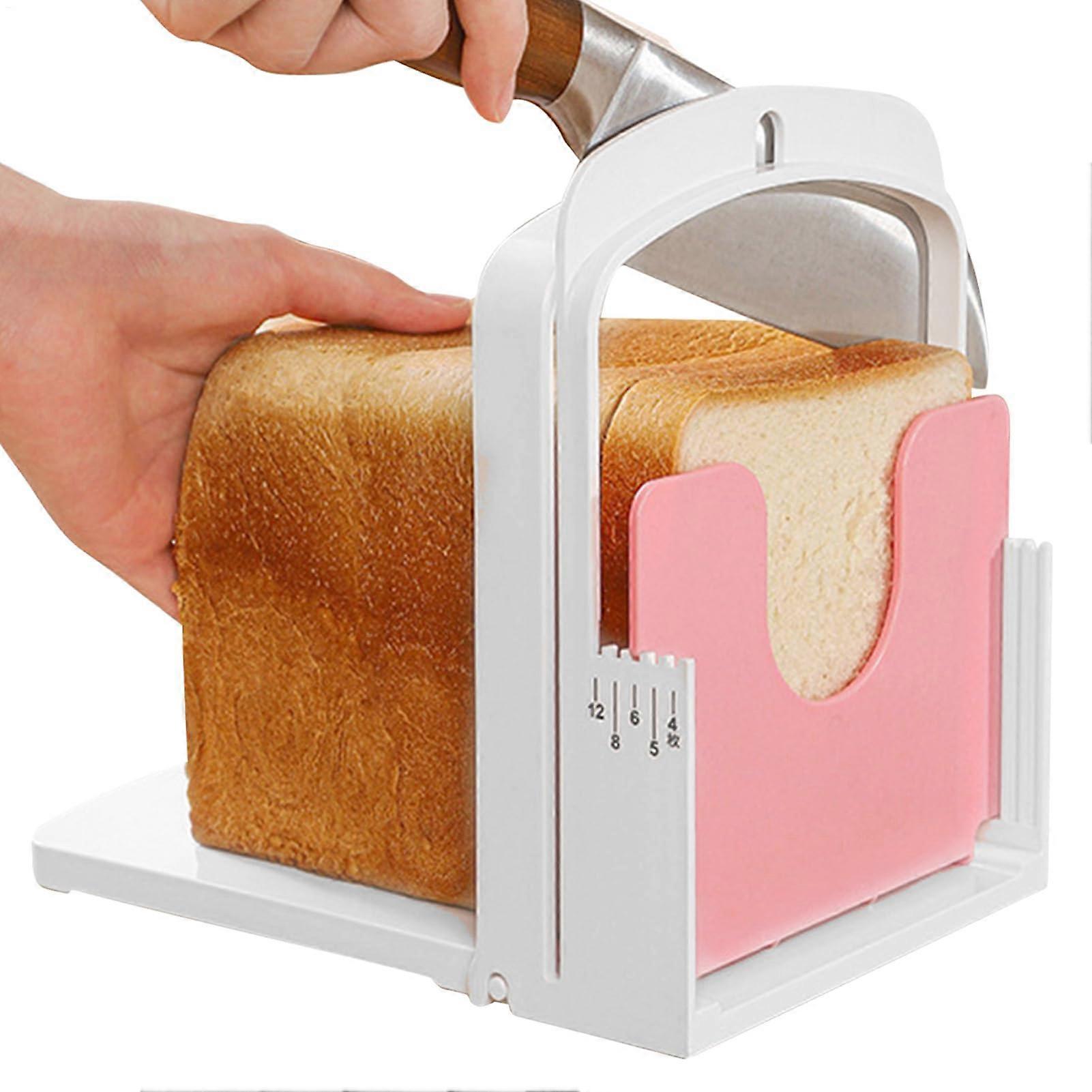 Manual bread slicer, foldable, manual handle, nonslip base, toast baking tool, kitchen accessory for toast, bagels, cakes, roasts