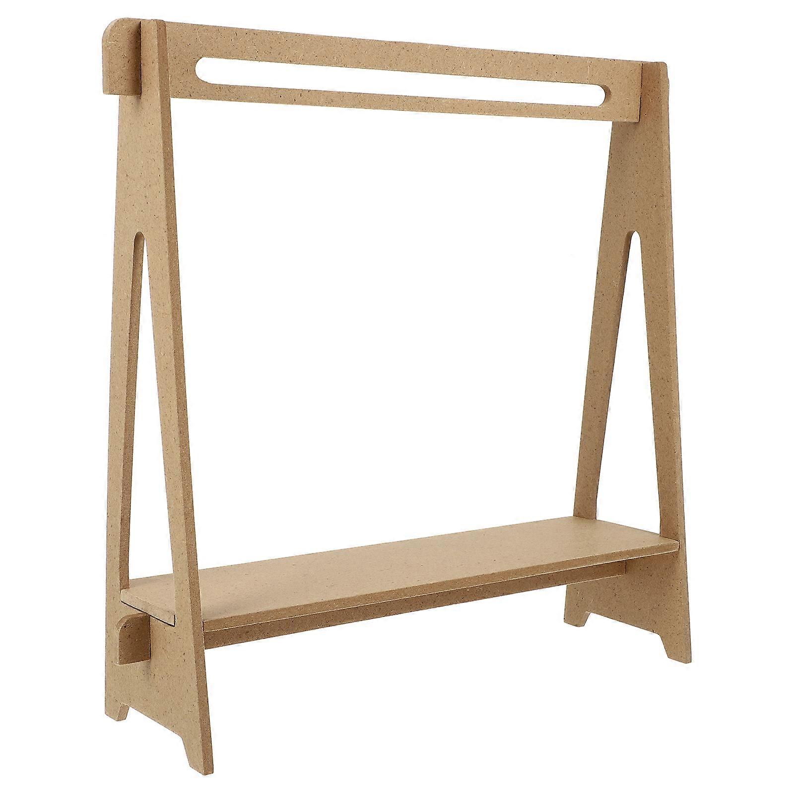 Mini Garment Rack Mini Doll Clothes Rack Doll Enthusiasts Khaki 30X30X8CM Storage 1Pack