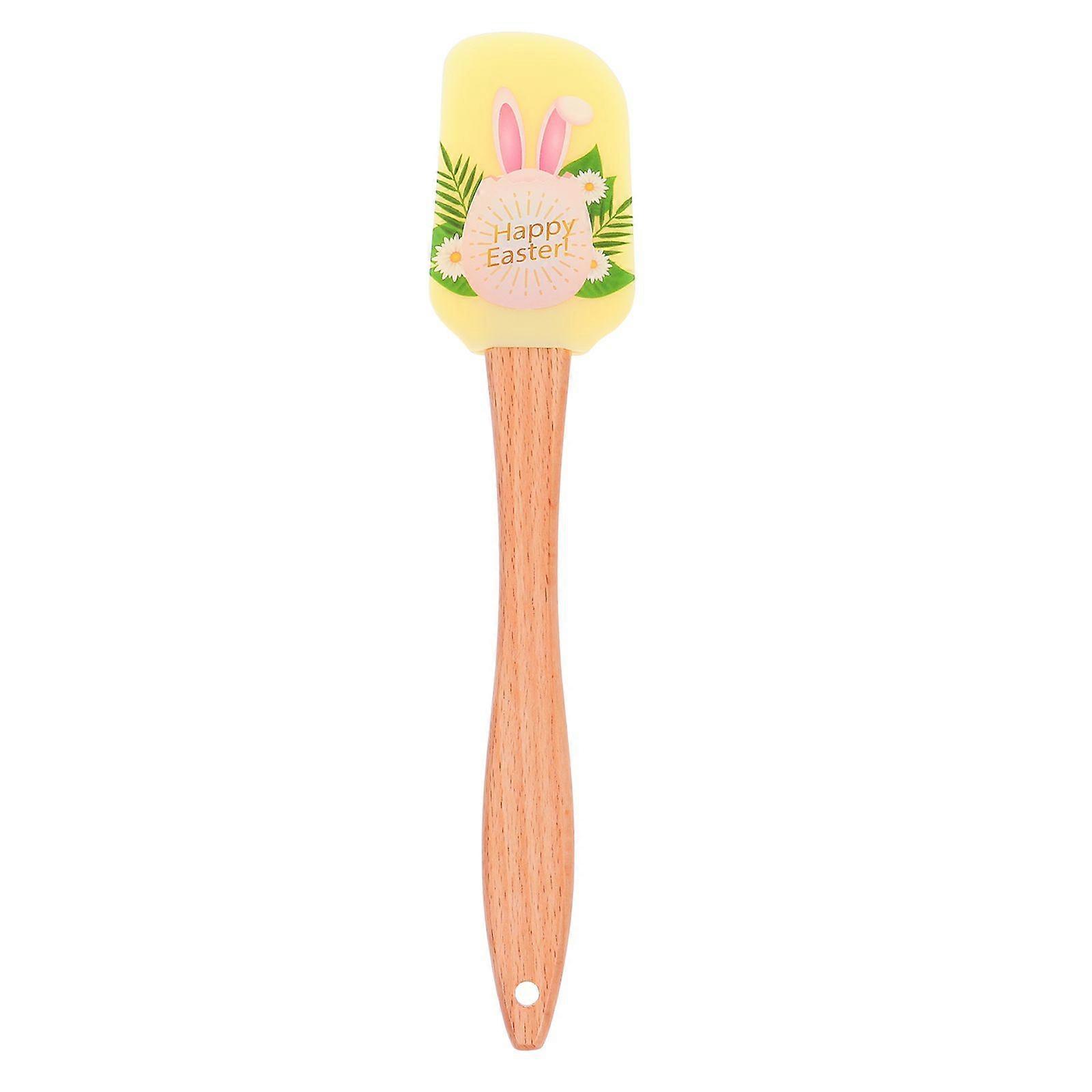Long Handle Silicone Spatula with Wooden Handle for Cake Cream and Butter Scraping Ideal for Home Baking and Cooking Holiday Kitchen Tools