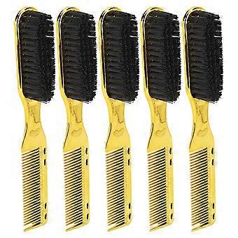 5 pcs Escova de Cabelo de Dupla Extremidade Pente Homens Ouro Ergonômico Nylon Barba Grooming Escova Pente Cabelo Styling ToolYMMR)