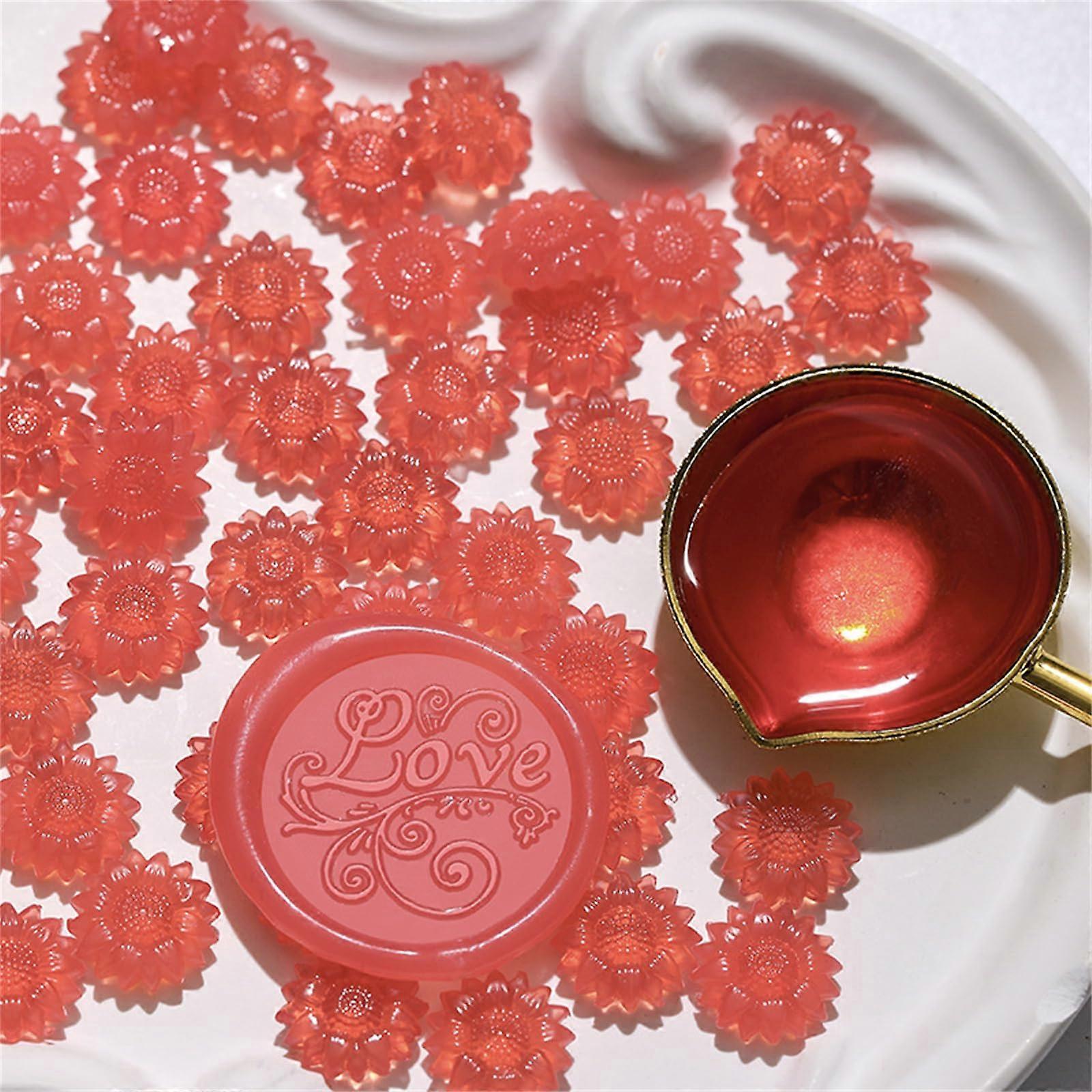 7 Piece Translucent Wax Seal Beads for Invitations, Cards, Envelopes, Wine Packaging, Sunflower Sealing Wax by Liechenhong