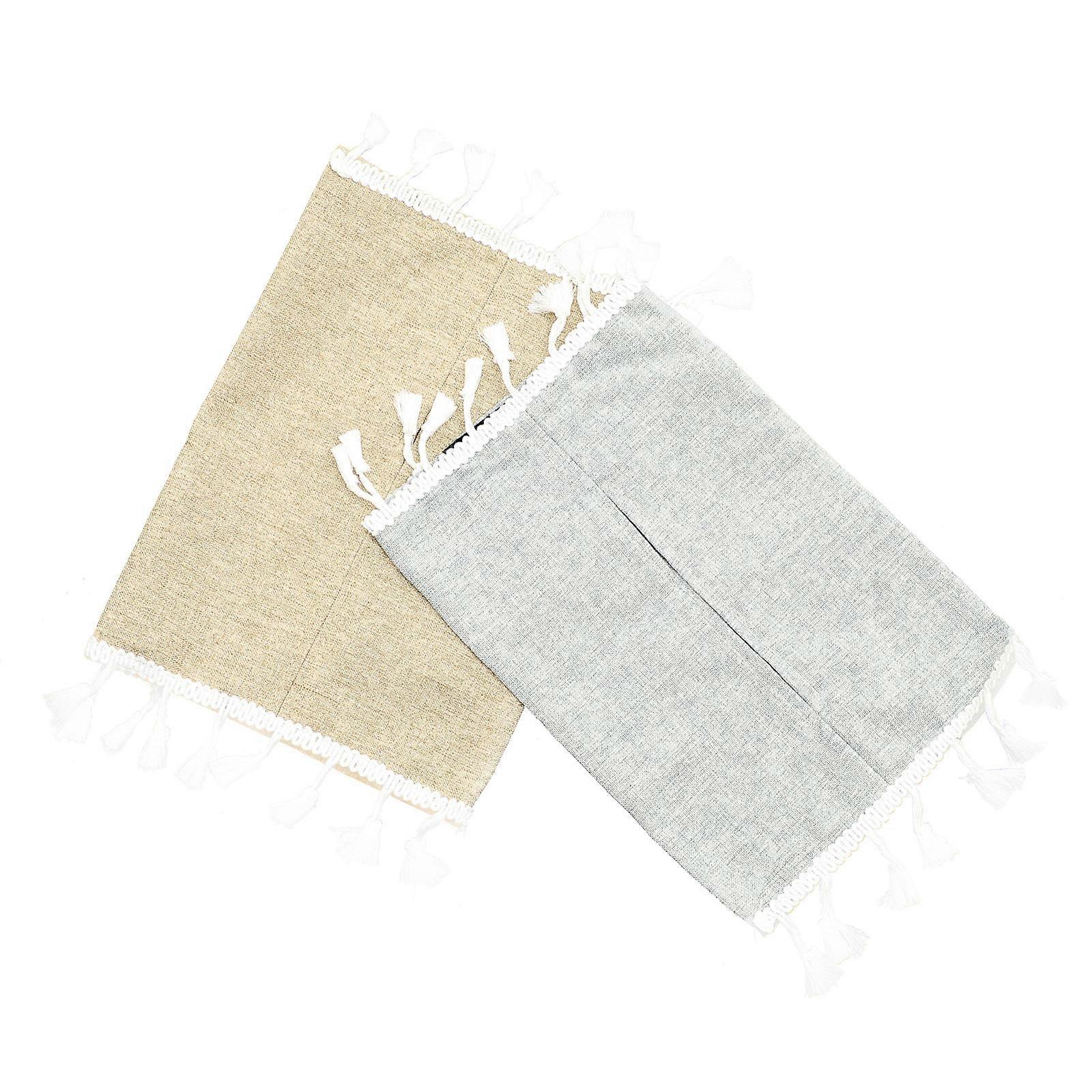 Fabric Tissue Box Cover Tissue Box Cover Car Use 26x18.8cm Cotton Tissue Pouch 2Pack