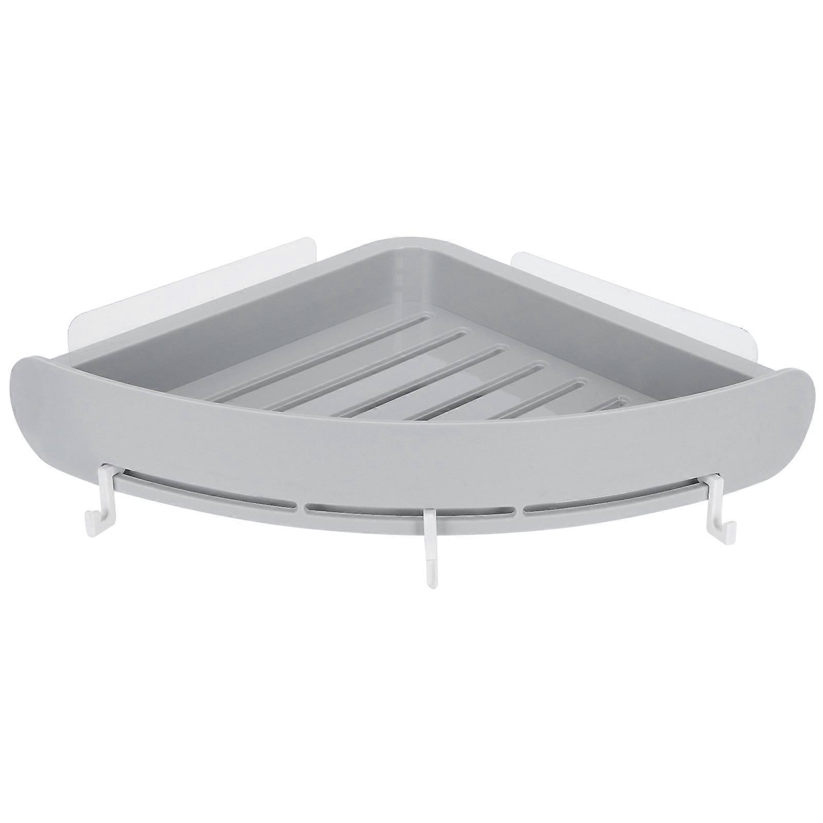 Bathroom Shelf Organizer No Punching Corner Shelf Shampoo Holder Storage Rack with Hook(Gray )