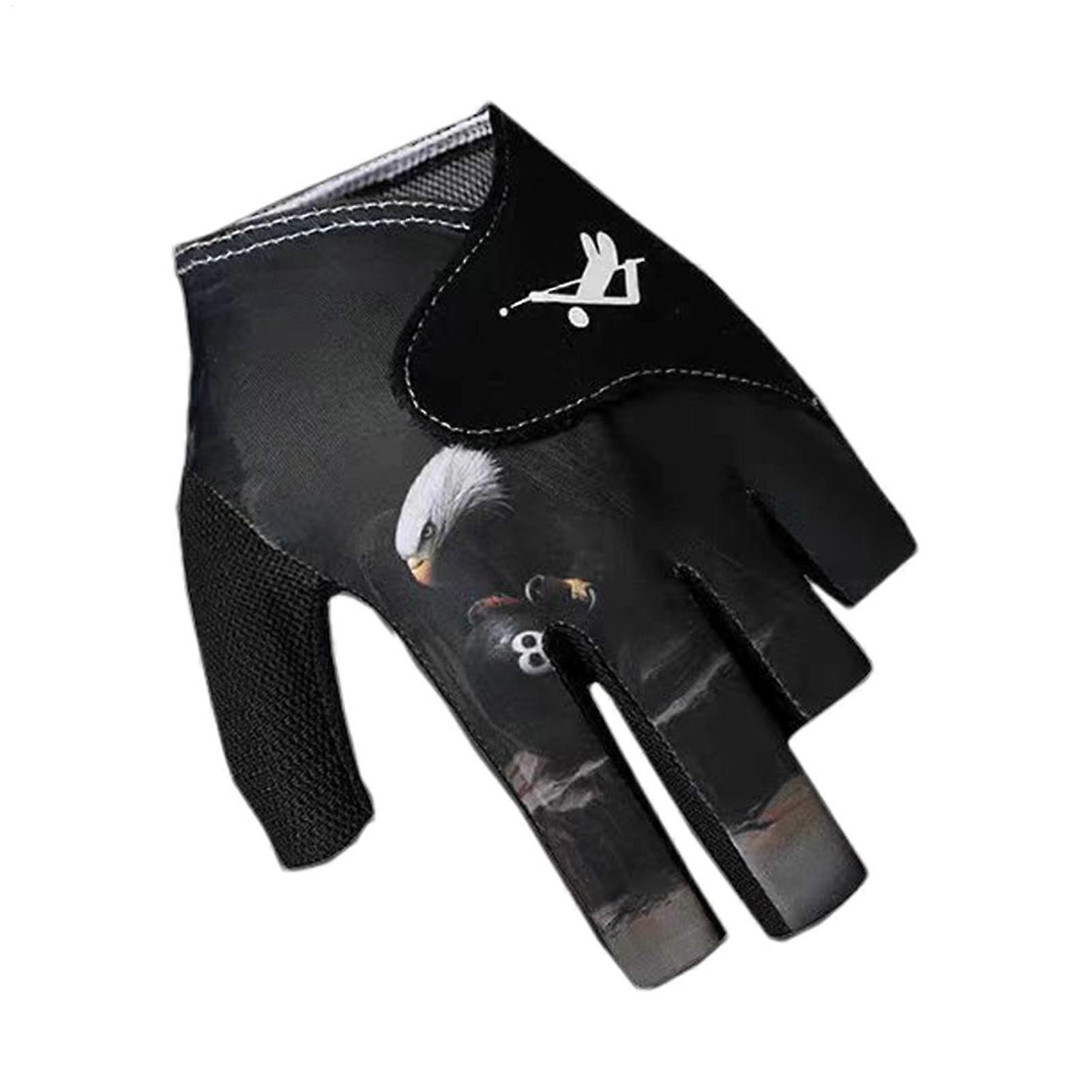 Pool Cue Gloves For Women And Men Quick-Dry Half-Finger Left Or Right Hand Elastic Billiard Gloves Black Hawk