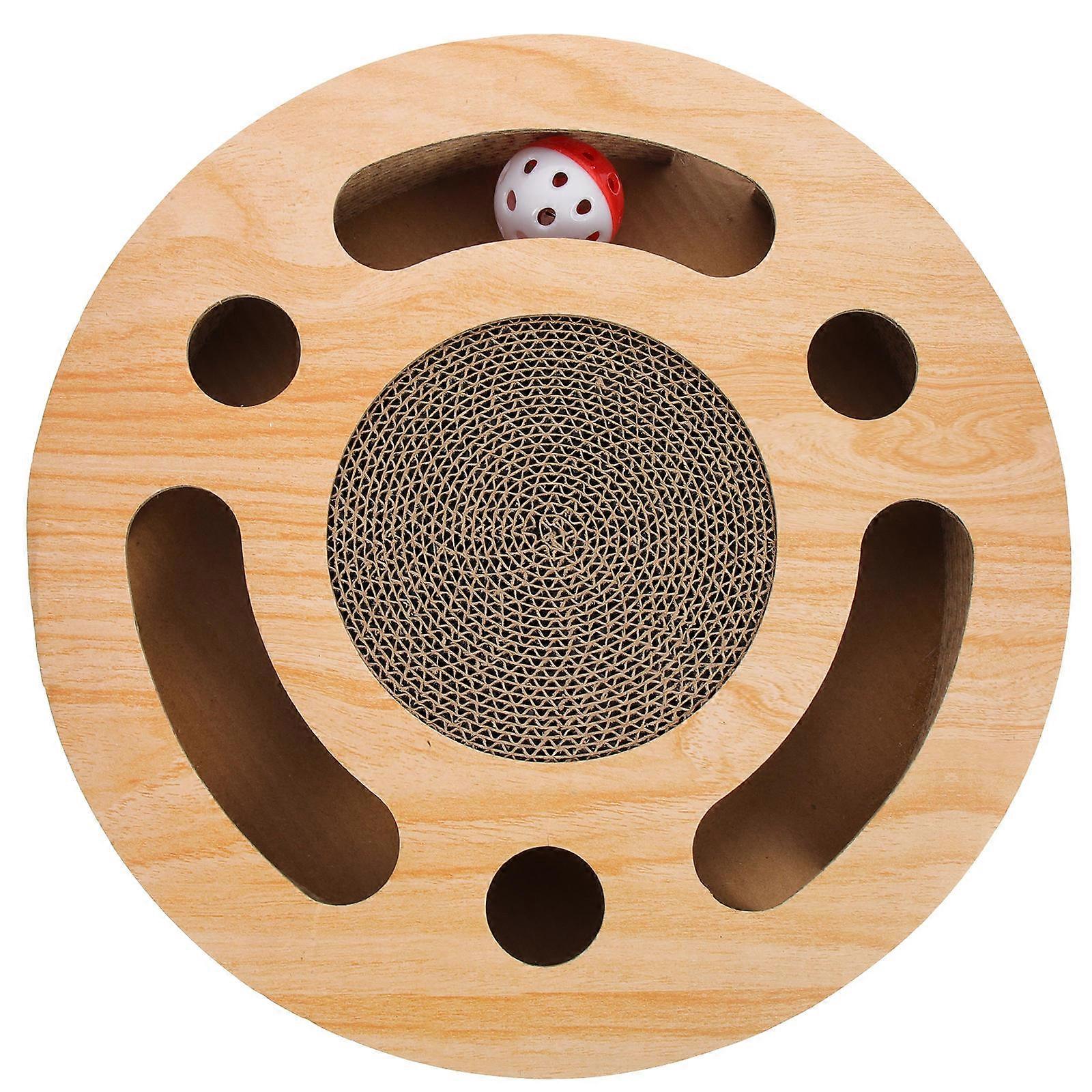 Round Cardboard Cat Scratcher Corrugated Cat Scratch Board Indoor Use Khaki 33 x 33 x 5.5 Cm Claw Grinding 1Set
