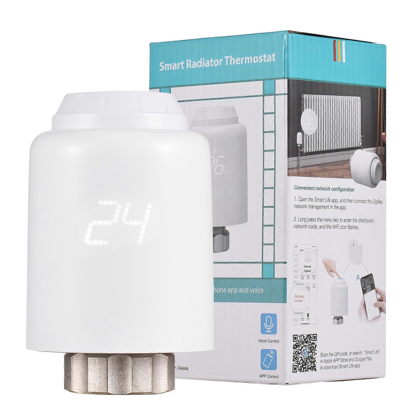 ZigBee Thermostatic Radiator Valve Programmable Smart Radiator Thermostat APP Control Voice Control Compatible with Alexa  Assistant Window Opened De