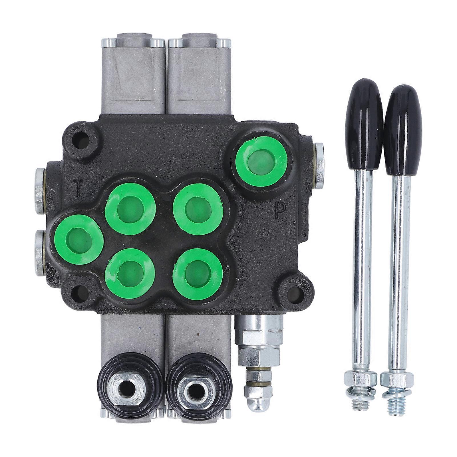 Hydraulic Flow Control Valve Kit 2 Spool Double Acting Multi Way Directional Valves Tractor Accessory