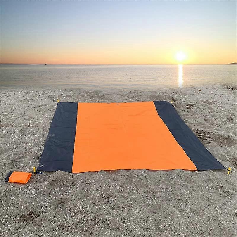 Beach Mat Picnic Blanket Extra Large Waterproof Sandproof Portable With 4 Fixed Nails Reinforced Edge For Camping Hiking