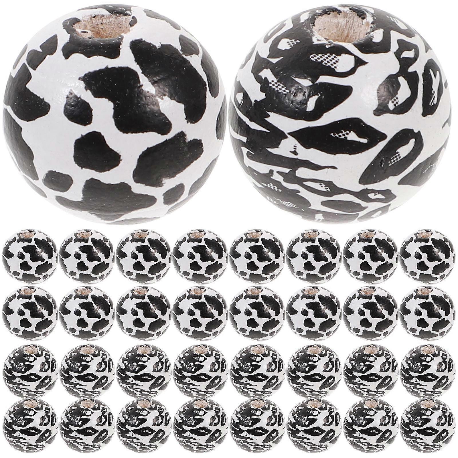 Cow Pattern Plastic Beads for Crafting and Decorating with Smooth Surface Multi Color 50pcs